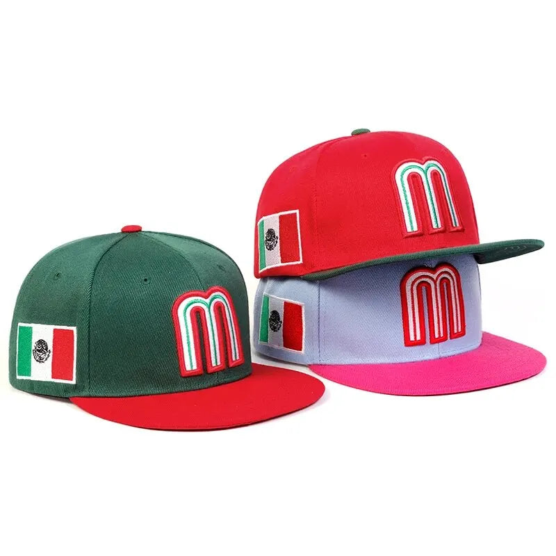 Unisex M Letter Side Brazilian Flag Embroidery Hip-Hop Hats