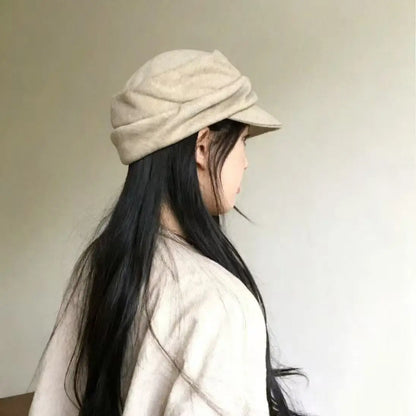 Simple Blended Thick Pleated Duckbill Cap