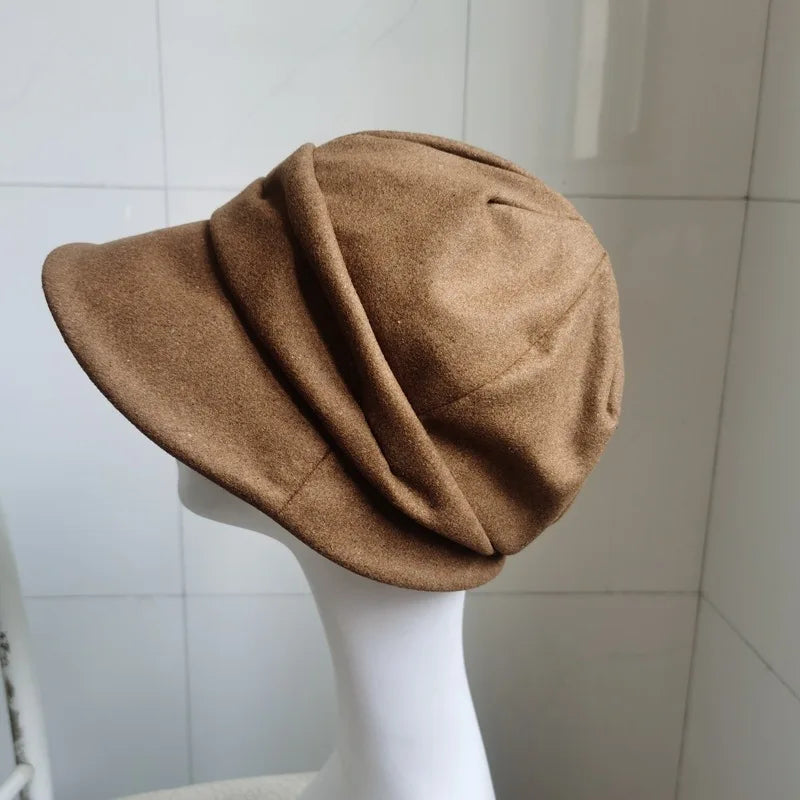 Winter Wool Felt Beret & Bucket Hat - Thermal Lined Vintage Newsboy Cap