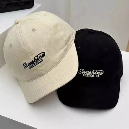Japanese Short Brim Cotton Baseball Hat Women Men Embroidery Letters Street Niche Peaked Sports Sun Cap