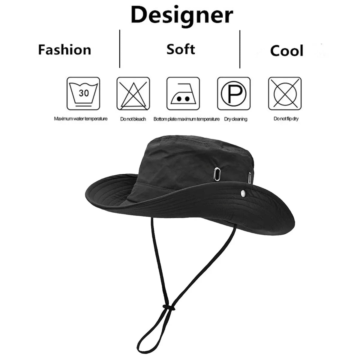 Men Silver Porosity Of Quick Drying Material Bucket Hats