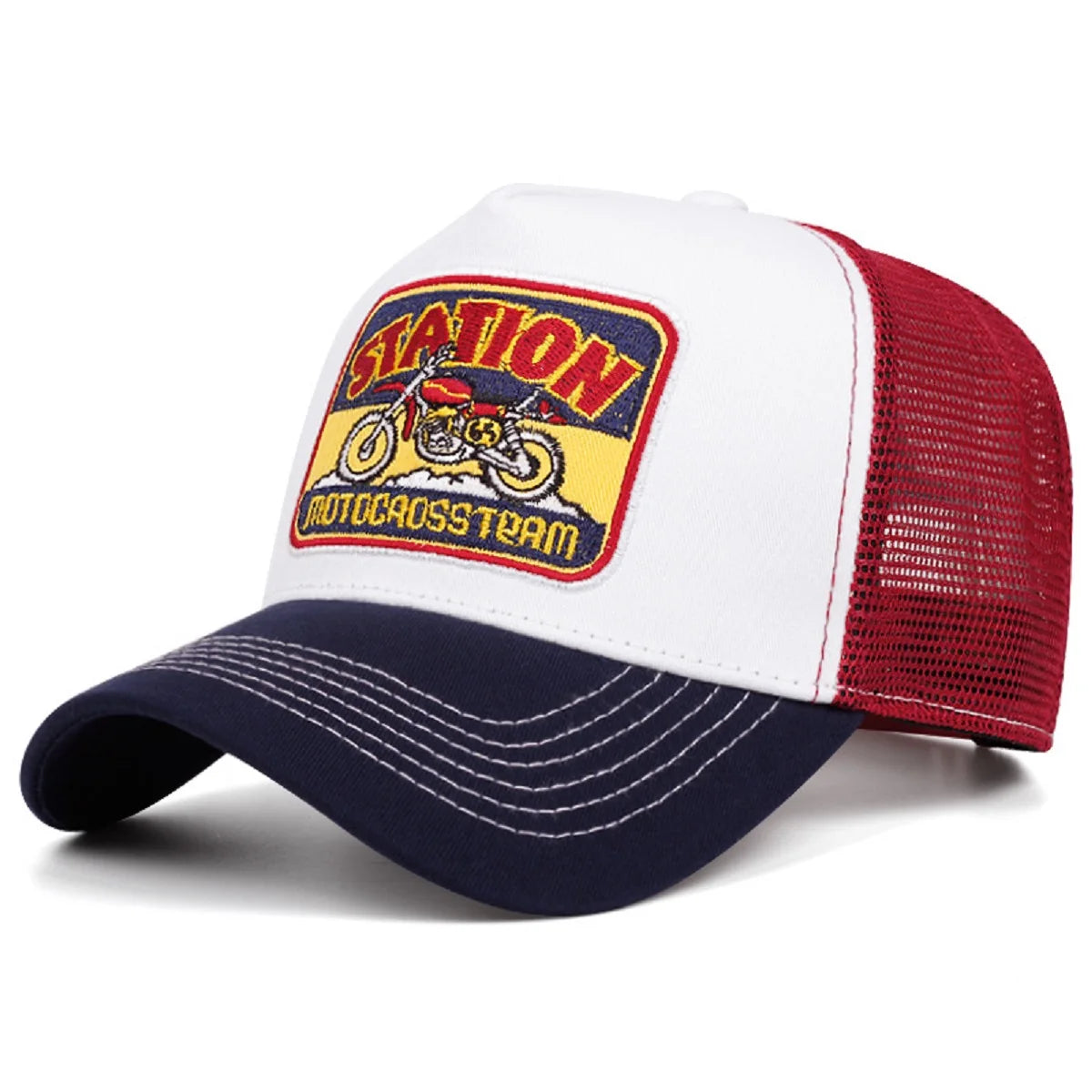 Station Motorcycle Breathable Mesh Hat Skateboarding Hip Hop Hat