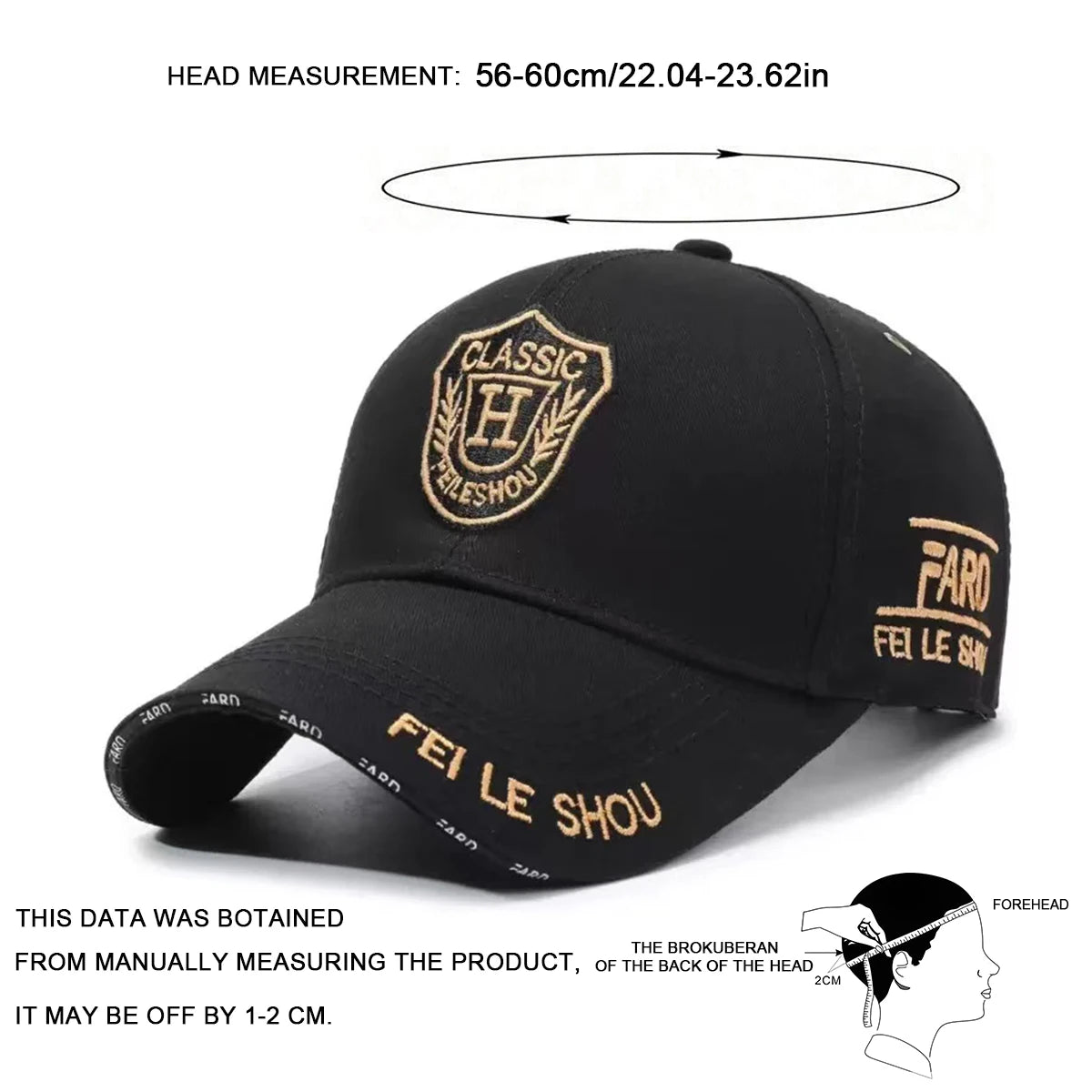 Unisex Classic H Feileshou Letter Embroidery Baseball Caps Spring Autumn