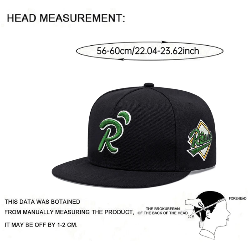 Creative Hip Hop Hat R Letter Dot Green Embroidered Baseball Hat