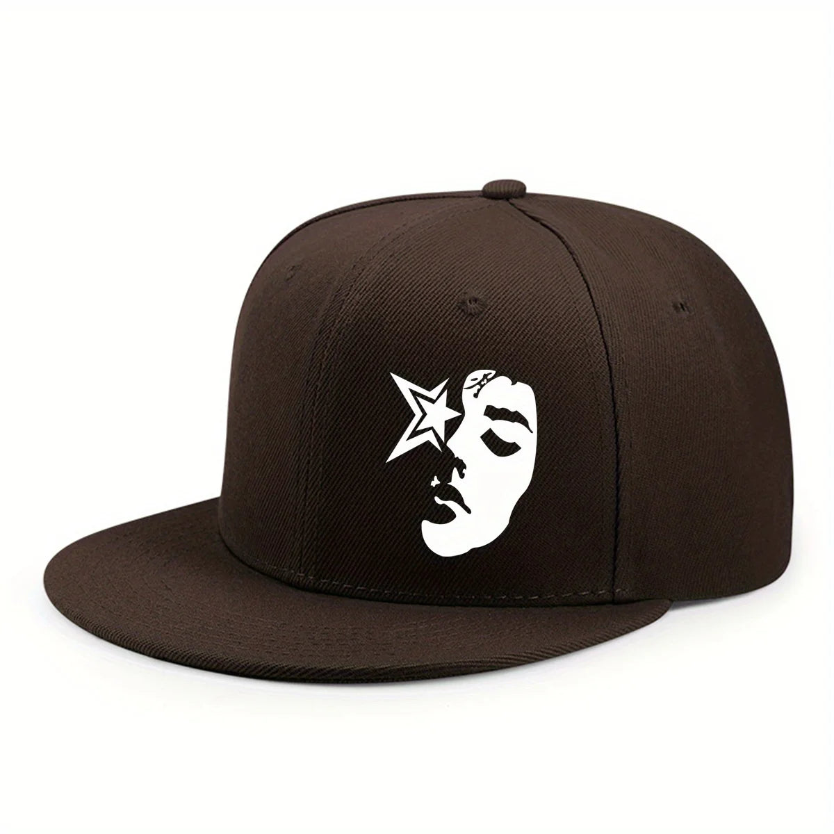 Fashion Face Pattern Printed Flat Brim Hat Hip Hop Y2k Snapback Hats