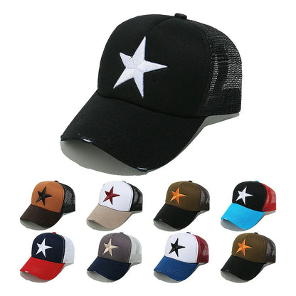 Streetwear 3D Star Embroidery Mesh Baseball Cap Summer
