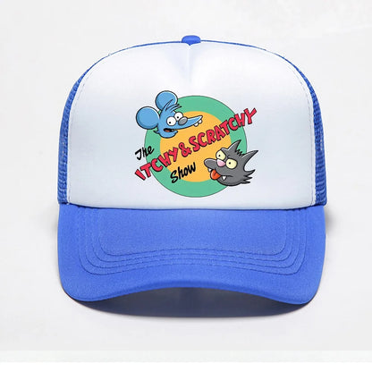 Fashion Summer Breathable Mesh For Men Itchy and Scratchy Porch Pals Unisex Baseball Cap