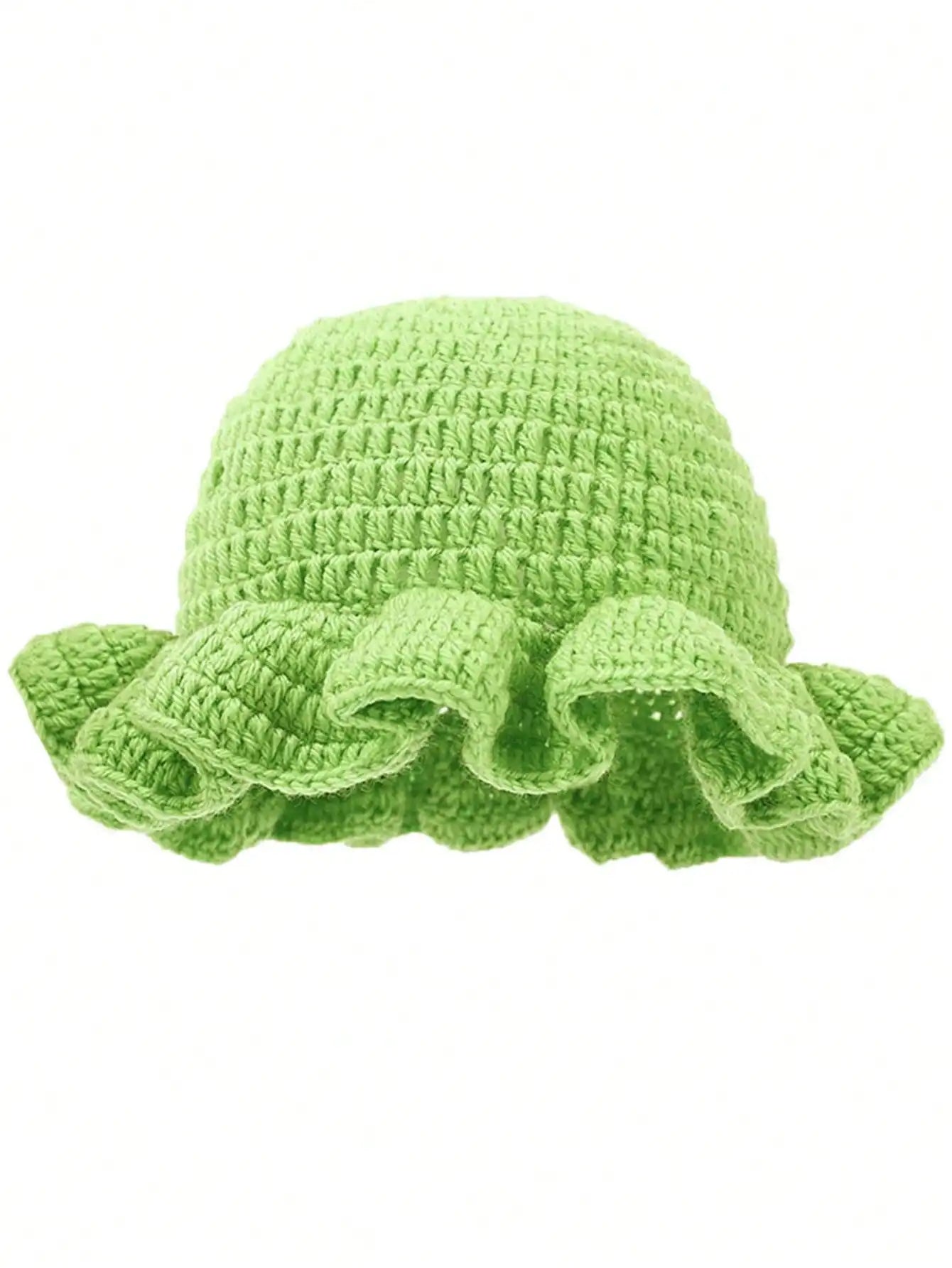 Solid Color Hand Knitted Knit Hat In Bohemian Style With Hollowed Out