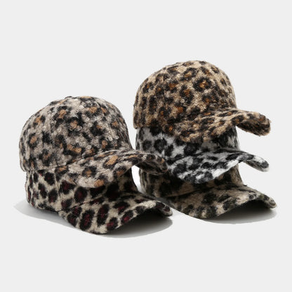 Autumn And Winter New Hat Ladies Leopard Print Hard Top Baseball Cap