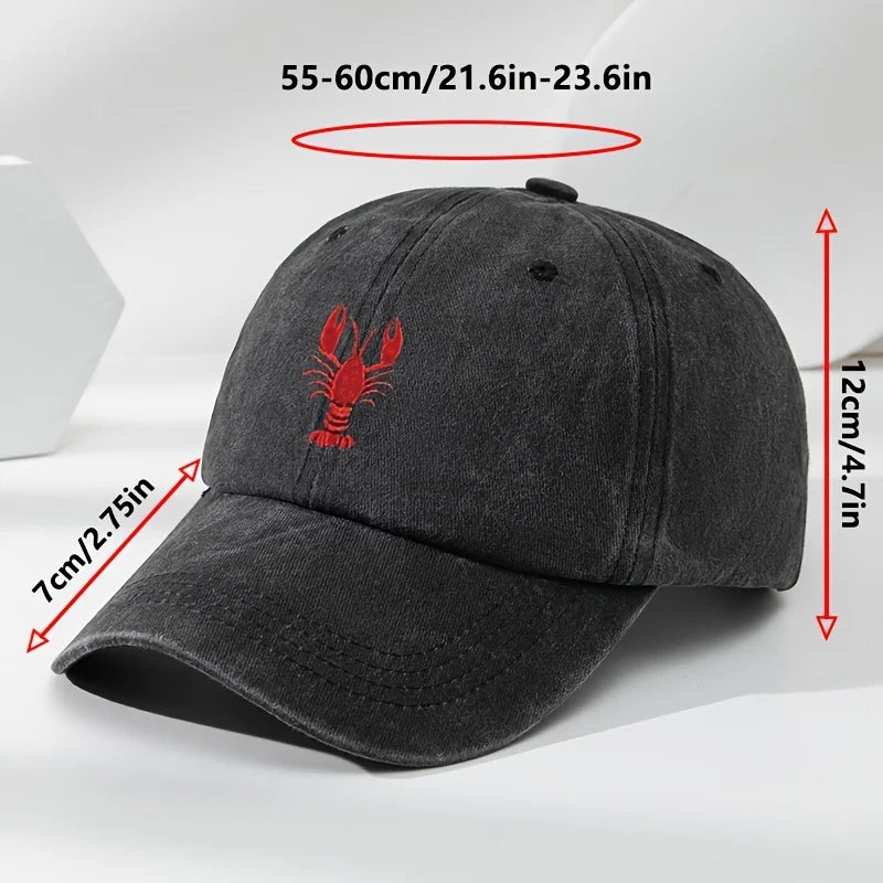1pc Unisex Leisure Fun Lobster Embroidered Baseball Caps