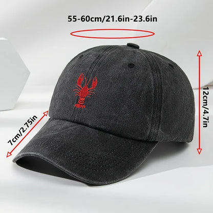 1pc Unisex Leisure Fun Lobster Embroidered Baseball Caps
