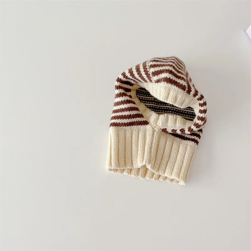 Kids Autumn Winter Knitted Hooded Beanie Cap
