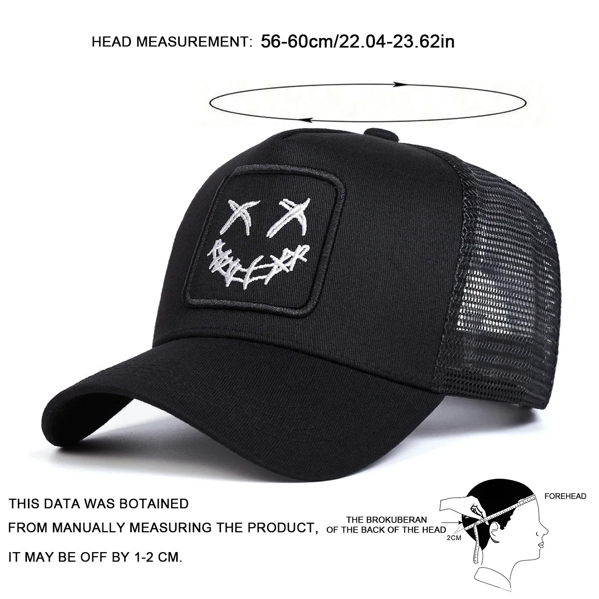 Unisex XX Smiling Face Embroidery Baseball Net Caps Spring and Summer