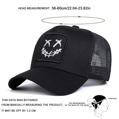 Unisex XX Smiling Face Embroidery Baseball Net Caps Spring and Summer