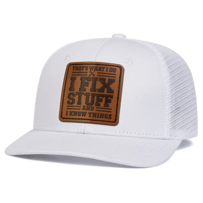 Unisex Fixstuff Leather Label Baseball Net Caps Spring and Summer