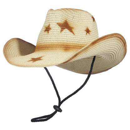 Wide Brim Women Summer Cowgirl Hat Sun Beach Straw Hat Cap