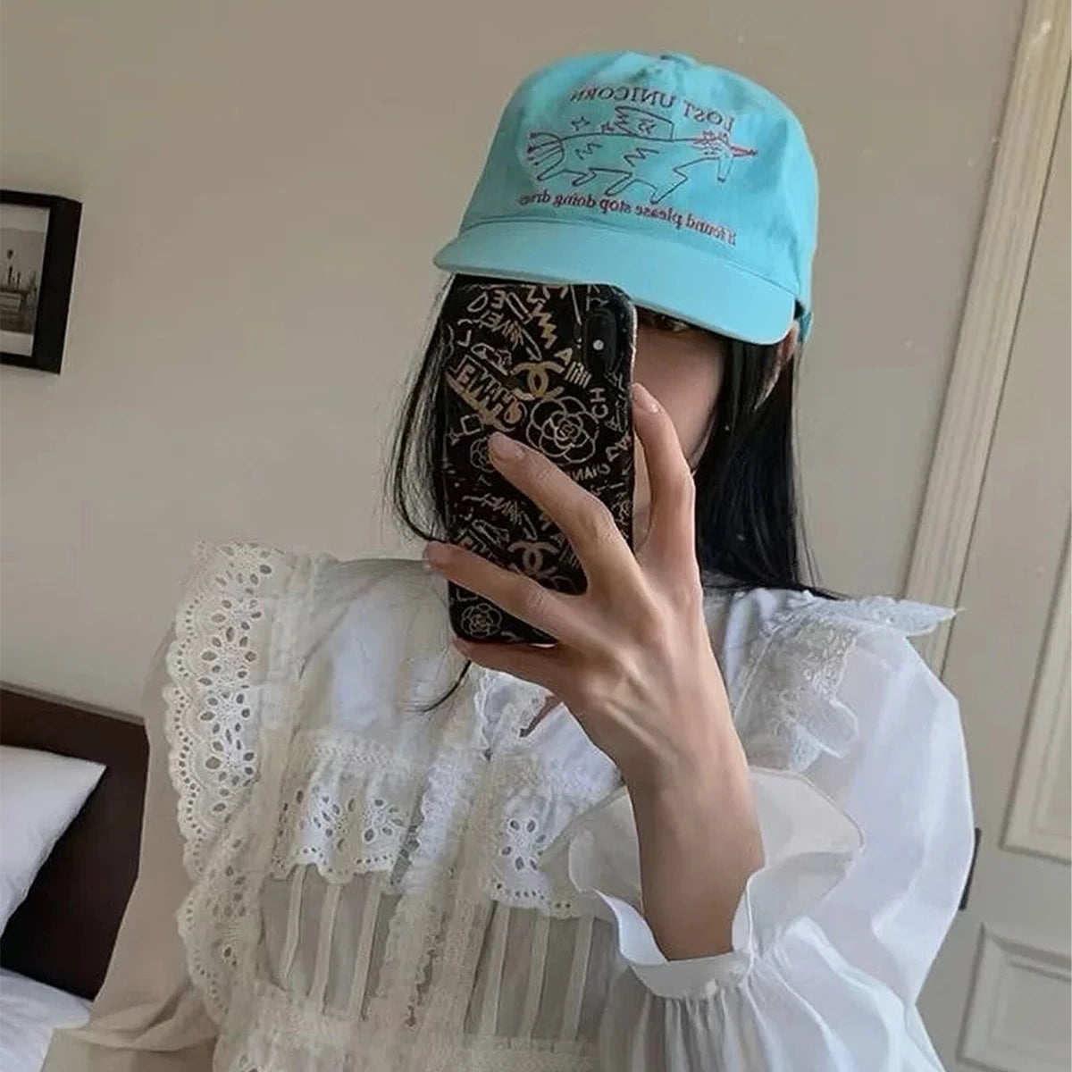 New Unisex Niche Unicorn Letters Embroidery Baseball Hats Flat Eave Sunshade