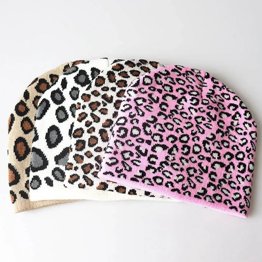 Leopard Keep Warm Unisex Short Knitting Beanie Hat
