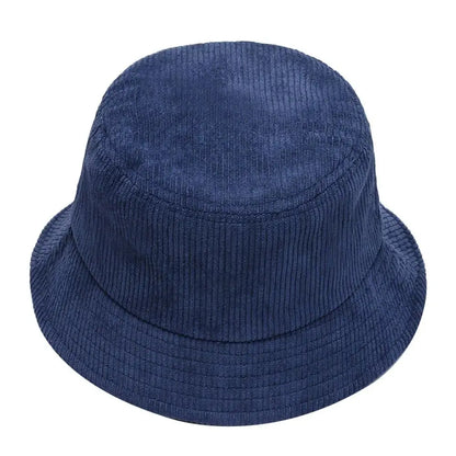 Women Winter Bucket Hat Corduroy Faux Fur Warm Fisherman Cap
