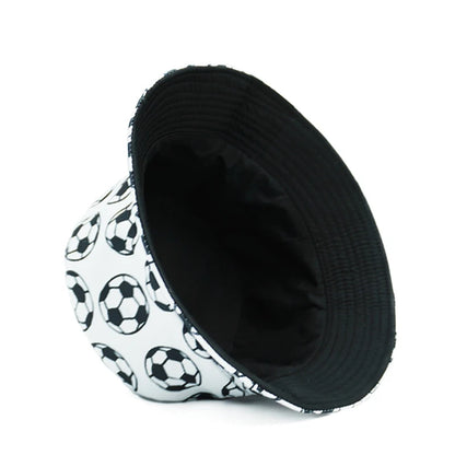 Football Basketball Printing Bucket Hat Soccer Balls Pattern Fisherman Hats Cartoon Double Sides