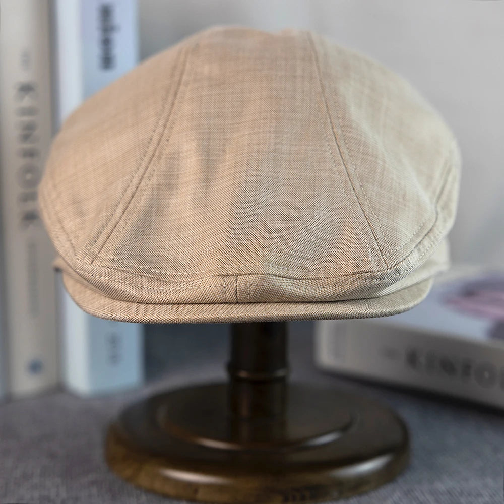 New Solid Spring And Summer Casual Men Flat Summer Linen Beret Hat
