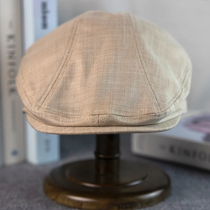 New Solid Spring And Summer Casual Men Flat Summer Linen Beret Hat