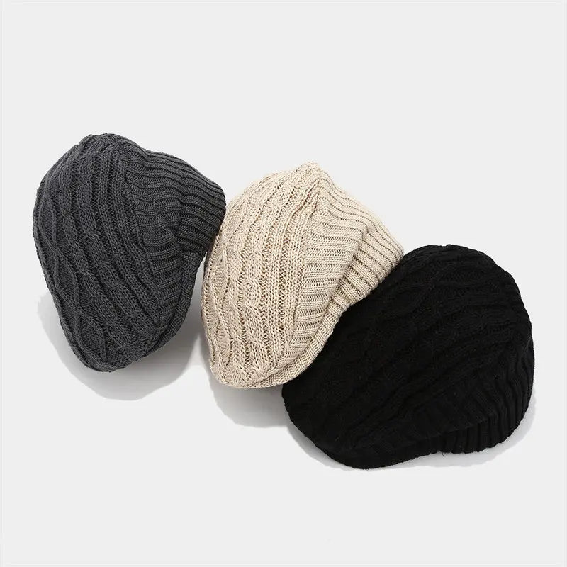 Cotton Solid Warm Newsboy Caps Flat Peaked Cap