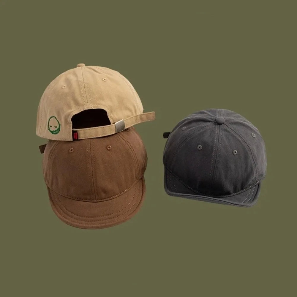 Fashion Short Brim Baseball Cap Solid Color Four Seasons
