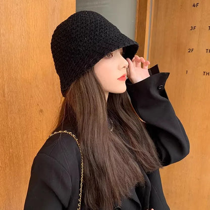 Summer Breathable Hollow Out Knit Bucket Hat Women's