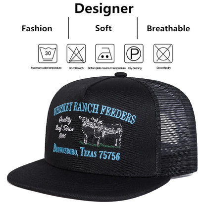Unisex Whiskey Ranch Feeders Embroidery Hip-hop Net Hats Spring Summer