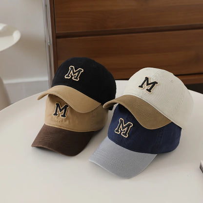 Children's Hat Letter M Washed Cap Korean Style New Sun Hat