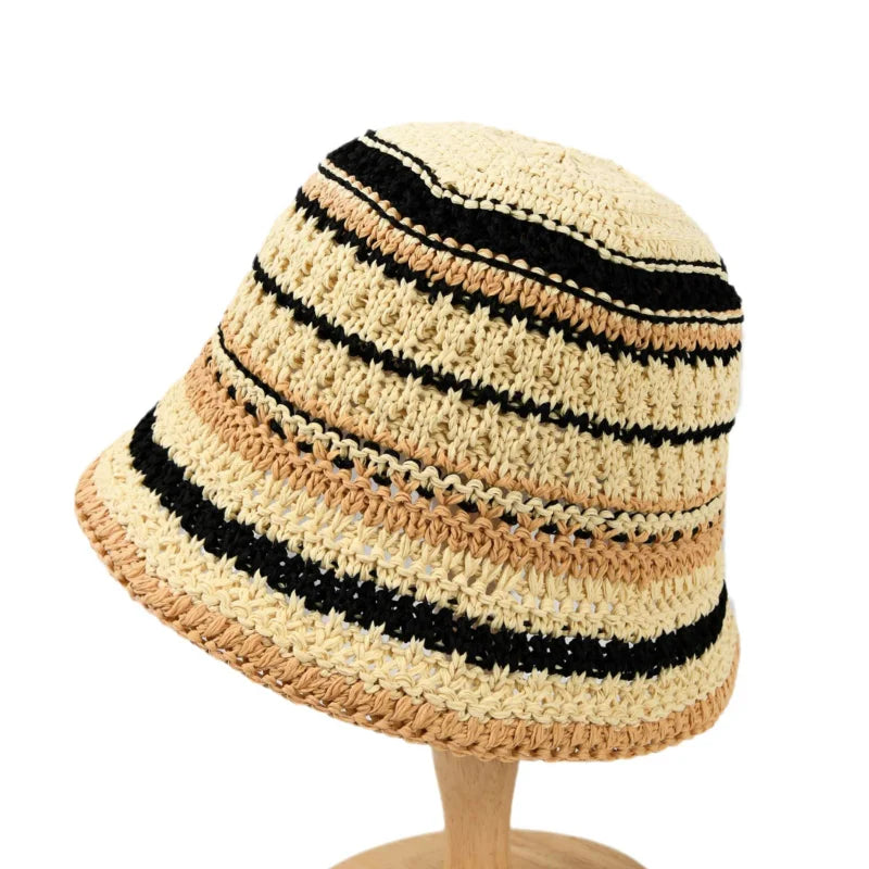 Korean New Striped Beach Vacation Fisherman Hat