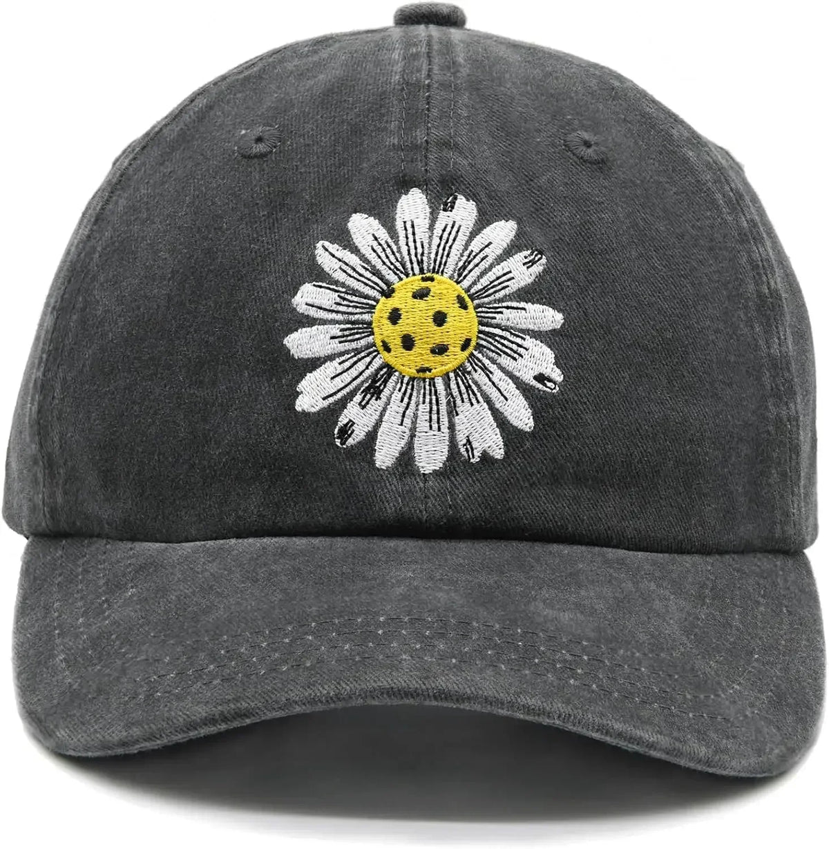 Daisy Washed Denim Embroidered Baseball Cap  Adjustable Classic Trucker Hat Outdoor Activies