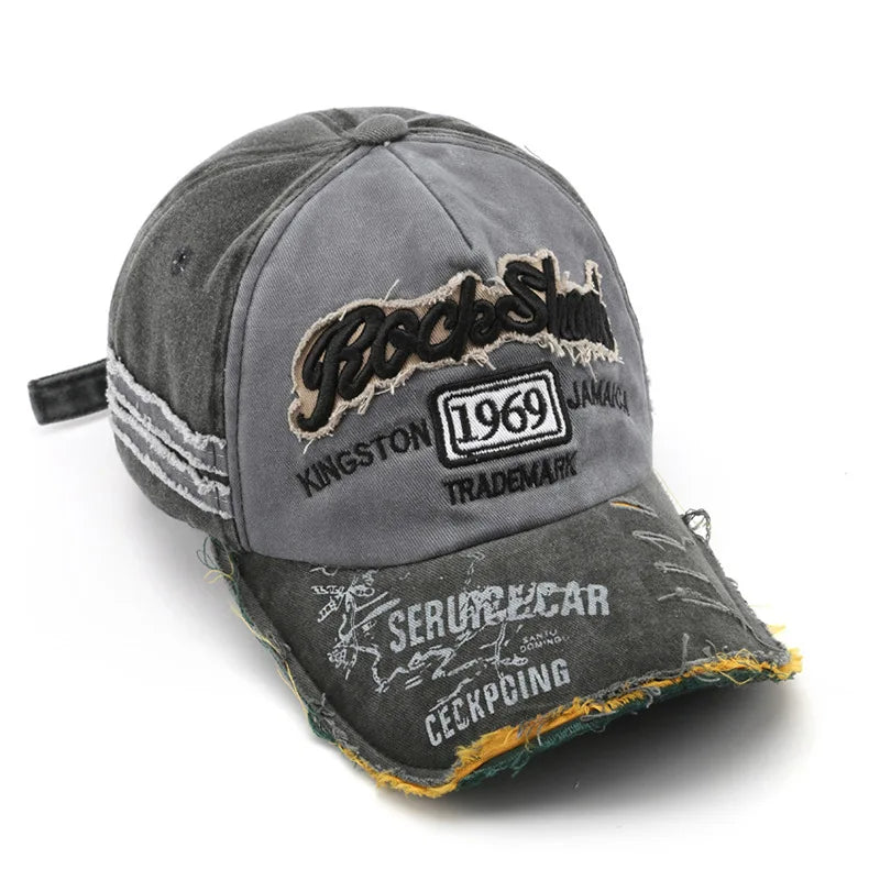 New Washed Fabric Trendy Distressed 1969 Baseball Cap