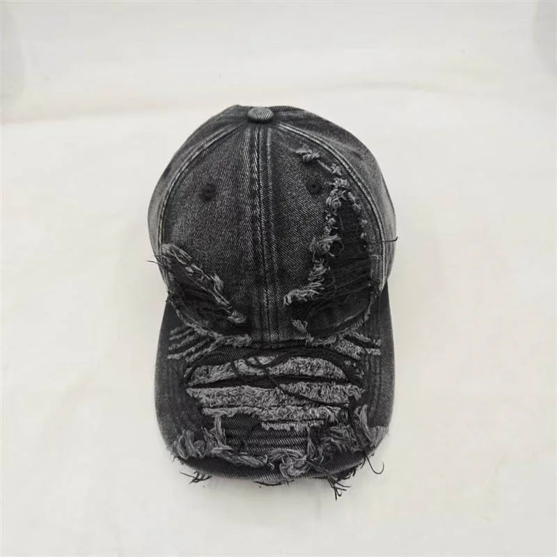 Men's And Women's Ripped Frayed Washed Denim Baseball Cap