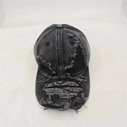 Men's And Women's Ripped Frayed Washed Denim Baseball Cap