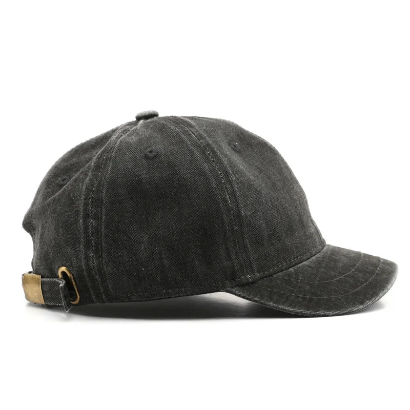Retro Short Brim Baseball Cap Solid Color Adjustable Cotton Peaked Cap For Men Women Summer Casual Sun Hats