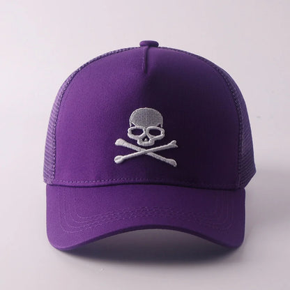 Minimalist Retro Skull Embroidery Baseball Cap