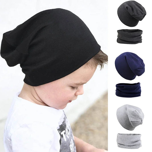 New Baby Hat Scarf Set Boys Girls Cap Autumn Winter Soft Elastic Beanie Hats Cotton