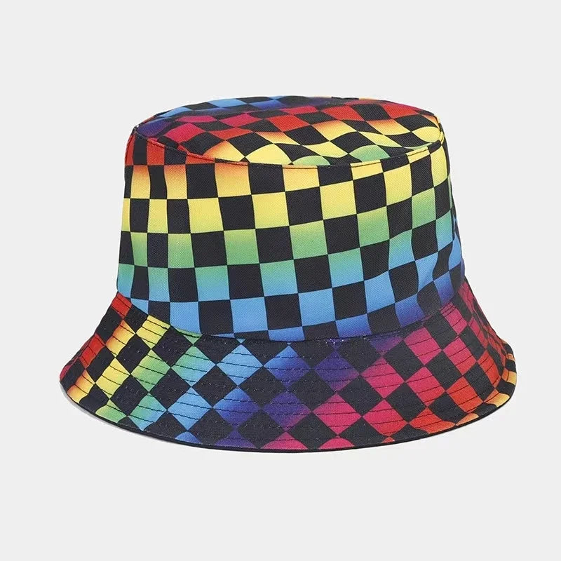 Double Sided Plaid Bucket Hats for Women and Men