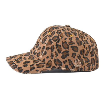 Women Men Adjustable Leopard Print Dad Trucker Hat
