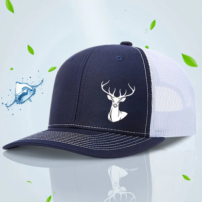 White Deer Head Printed Baseball Cap for Men and Women