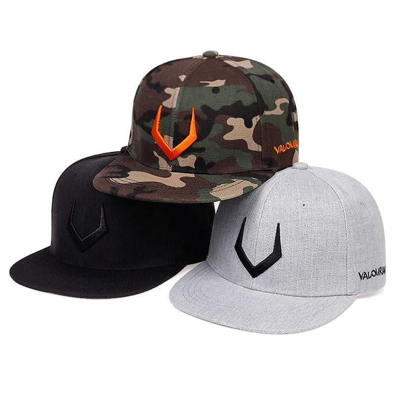 Unisex Simple V Embroidery Hip-Hop Hats Outdoor Adjustable