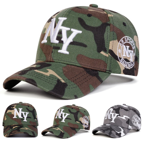 Unisex NY Letter Embroidery Camouflage Baseball Caps