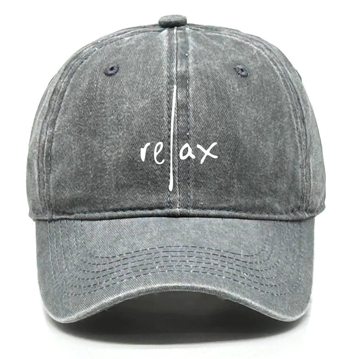 Washed Cotton Snapback Baseball Hat Artistic Text Relax Snapback Hat