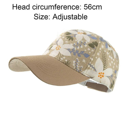 New Flower Print Sunscreen Hat Adjustable