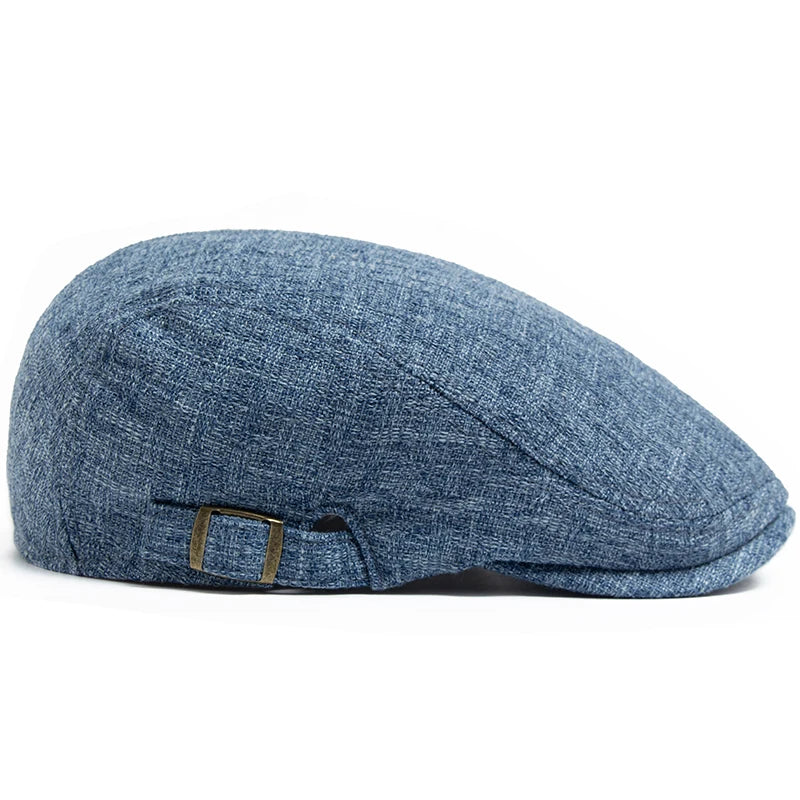 New Summer Thin Double Breasted Beret Fashion Men Vintage Visor Flat Cap