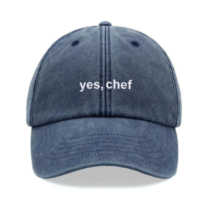 1pc "yes, Chef" Printing Baseball Cap Vintage Washed Unisex Dad Hat