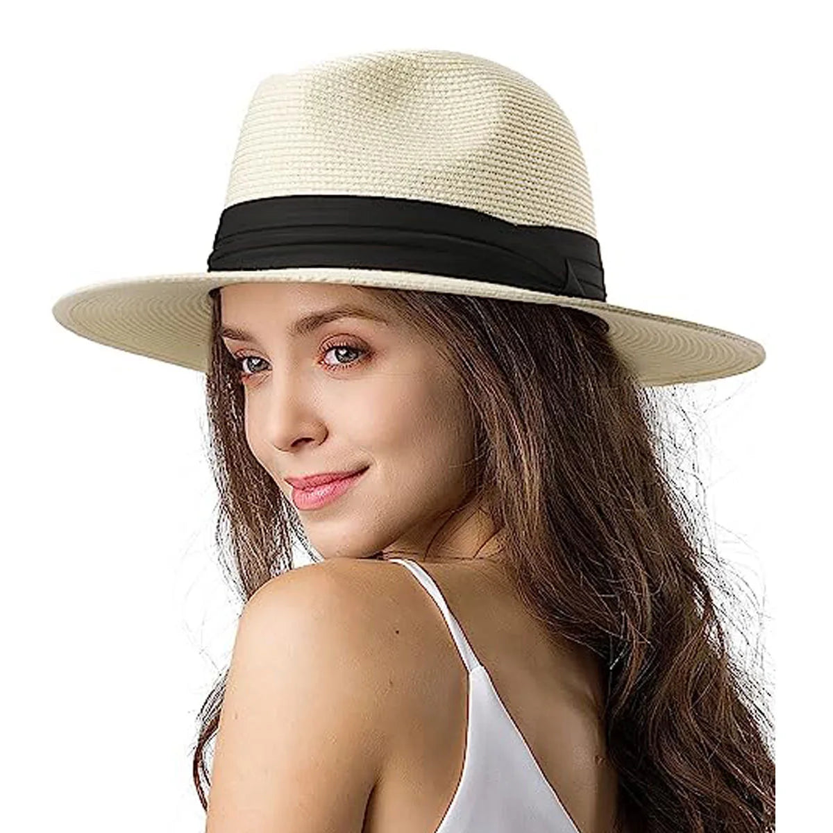 Extra Large Panama Straw Hat Summer Wide Brim UV Protection Adjustable