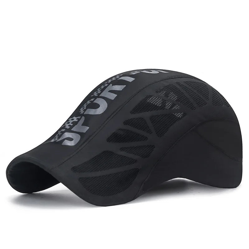 Unisex Breathable Mesh Flat Cap Quick Dry